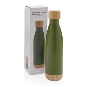 Bouteille isotherme en acier avec finition bambou 32