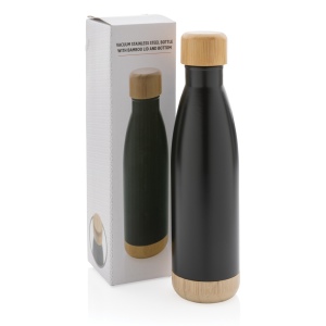 Bouteille isotherme en acier avec finition bambou 13