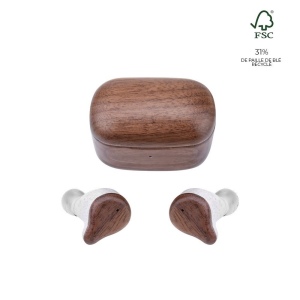 Ecouteurs Bluetooth recyclé bois & paille de blé FSC avec étui de charge - BLAUPUNKT 3