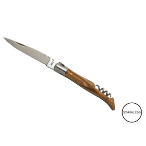 Couteau 'Tradition', 12cm, tire-bouchon, frêne exotique (avec étui) 2