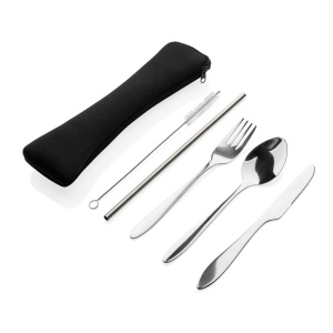 Set de 4 couverts réutilisables en acier inoxydable 3