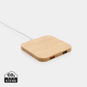Chargeur sans fil 10W et avec ports USB en bambou 2