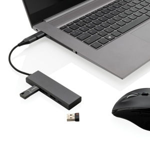 Hub avec 3 ports USB en aluminium recyclé RCS Terra 4