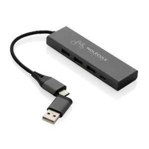 Hub avec 3 ports USB en aluminium recyclé RCS Terra 6
