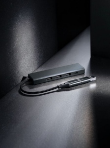 Hub avec 3 ports USB en aluminium recyclé RCS Terra 7