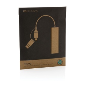 Hub avec 3 ports USB en aluminium recyclé RCS Terra 9