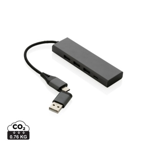 Hub avec 3 ports USB en aluminium recyclé RCS Terra 2