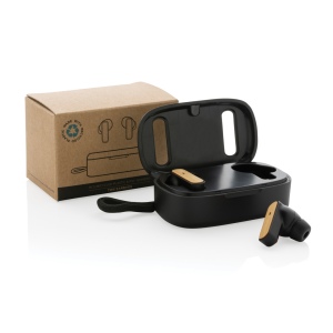 Écouteurs TWS en plastique recyclé RCS et bambou 11