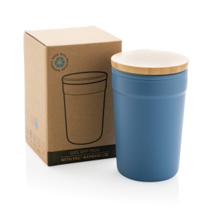 Mug 300ml en PP recyclé GRS avec couvercle en bambou 14