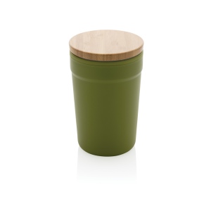 Mug 300ml en PP recyclé GRS avec couvercle en bambou 21