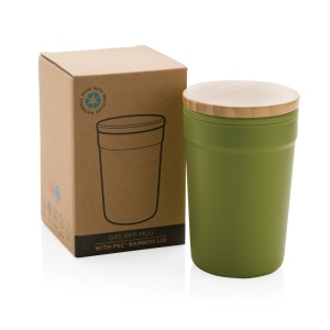 Mug 300ml en PP recyclé GRS avec couvercle en bambou 22