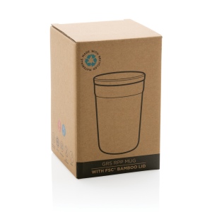 Mug 300ml en PP recyclé GRS avec couvercle en bambou 23