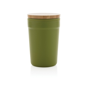 Mug 300ml en PP recyclé GRS avec couvercle en bambou 24