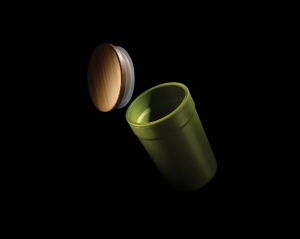 Mug 300ml en PP recyclé GRS avec couvercle en bambou 31