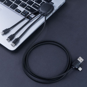 Ine Smart long - Câble de charge multi-connecteurs Double entrée Type-C & USB 1m 7