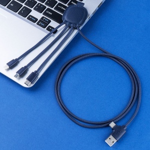 Ine Smart long - Câble de charge multi-connecteurs Double entrée Type-C & USB 1m 8
