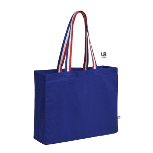Tote bag 180grs coton anses bleu/blanc/rouge avec soufflets : henri 2