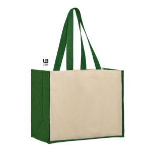 Sac shopping 320grs coton avec soufflets en jute : sunset 9