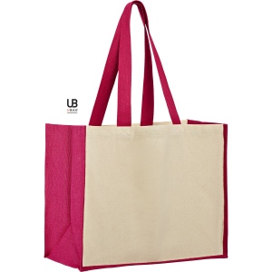 Sac shopping 320grs coton avec soufflets en jute : sunset 4