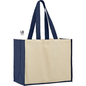 Sac shopping 320grs coton avec soufflets en jute : sunset 6