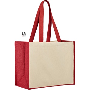 Sac shopping 320grs coton avec soufflets en jute : sunset 3