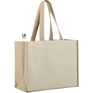 Sac shopping 320grs coton avec soufflets en jute : sunset 2