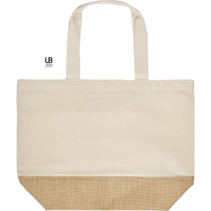 Sac shopping 220grs coton avec soufflet t-bottom en jute : sydney 2