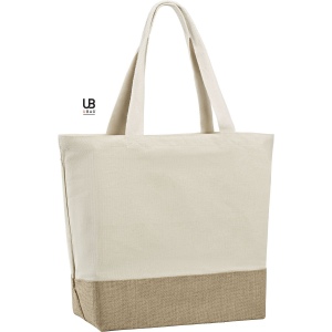 Sac shopping 220grs coton avec soufflet t-bottom en jute : sydney