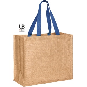 Sac shopping en jute avec poignées en coton teintée : paros 4