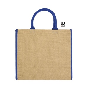 Sac shopping en jute avec anses et piping couleurs en coton : naxos 5