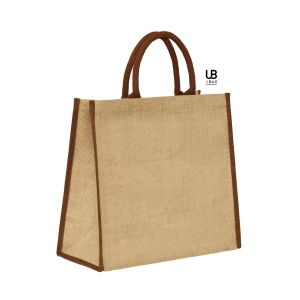 Sac shopping en jute avec anses et piping couleurs en coton : naxos 7