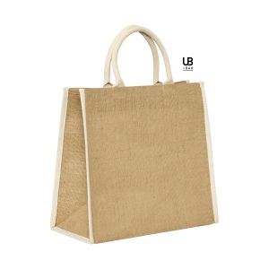 Sac shopping en jute avec anses et piping couleurs en coton : naxos 8