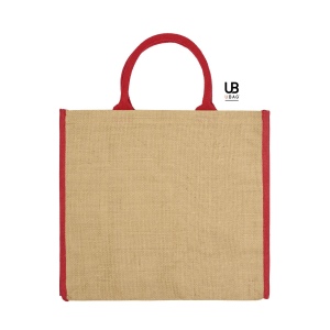 Sac shopping en jute avec anses et piping couleurs en coton : naxos 4