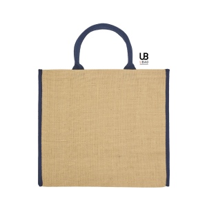 Sac shopping en jute avec anses et piping couleurs en coton : naxos 2