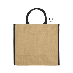 Sac shopping en jute avec anses et piping couleurs en coton : naxos 3