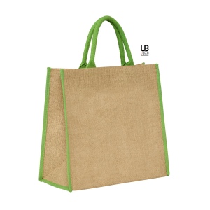 Sac shopping en jute avec anses et piping couleurs en coton : naxos 6