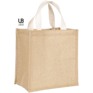 Sac shopping en jute avec anses en coton plates : havana