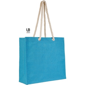 Sac shopping en jute avec poignées corde et petite pochette en jute : roma 2