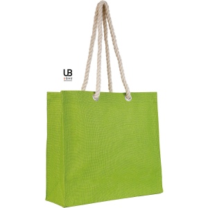 Sac shopping en jute avec poignées corde et petite pochette en jute : roma 3
