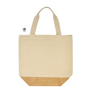 Petit sac shopping 220grs coton avec soufflet t-bottom en jute : sydney 2