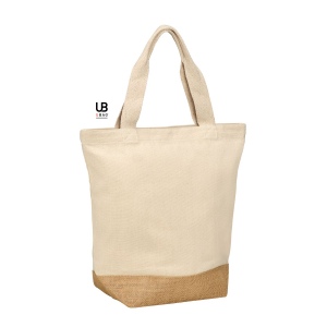 Petit sac shopping 220grs coton avec soufflet t-bottom en jute : sydney