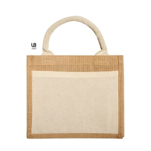 Sac shopping jute avec anses et poche avant en coton : darwin 2