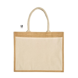 Sac shopping jute avec anses et poche avant en coton : cairns 2