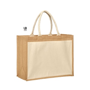 Sac shopping jute avec anses et poche avant en coton : cairns