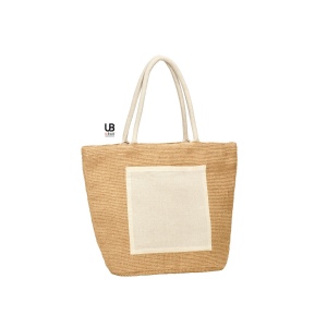 Sac shopping t-bottom jute  avec poche coton : ios