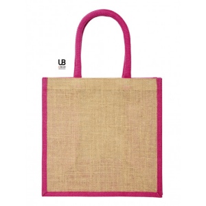 Sac shopping jute avec anses et soufflets de couleurs : brasilia 6