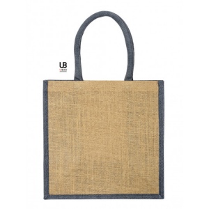 Sac shopping jute avec anses et soufflets de couleurs : brasilia 7