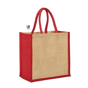 Sac shopping jute avec anses et soufflets de couleurs : brasilia 3