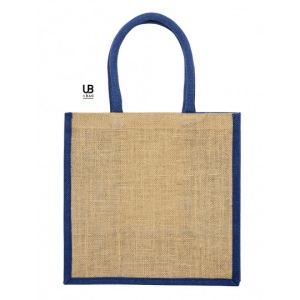 Sac shopping jute avec anses et soufflets de couleurs : brasilia