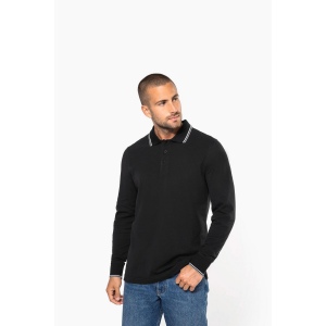 Polo maille piquée manches longues homme